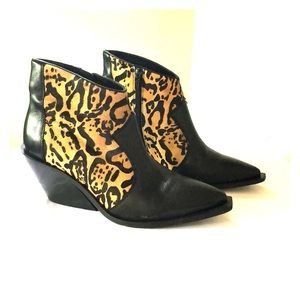 Free People Black and Leopard Print Booties